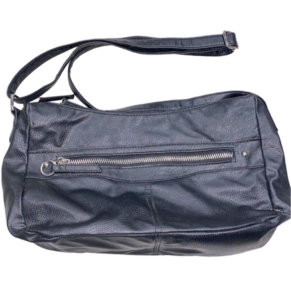 Small black faux leather handbag purse - Picture 1 of 9